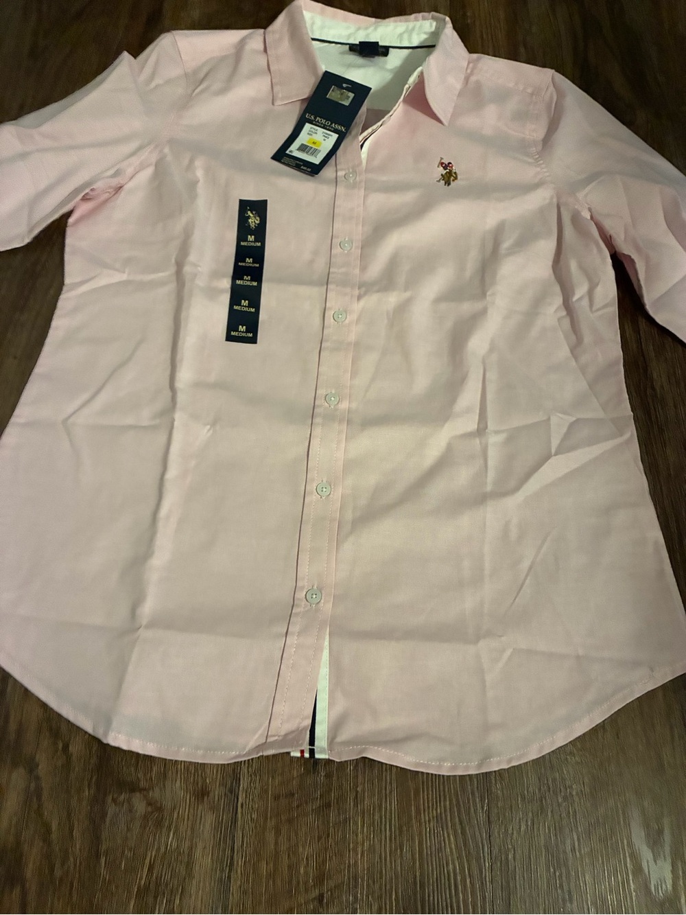 U.S. Polo Assn. Light Pink Men's Button-Down Shirt with Embroidered Logo